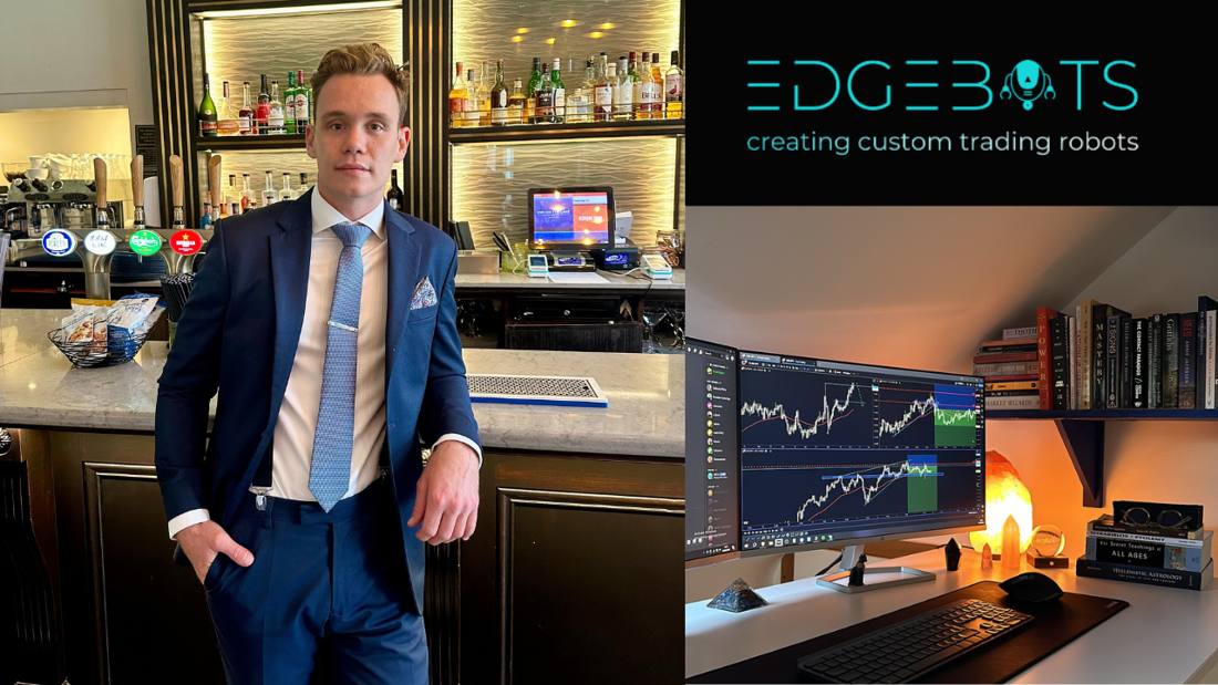 Bailey Griffiths, founder of EdgeBots, and his trading setup